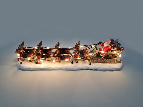 Weihnachtsdorf Lichthäuser – Santas Rentierschlitten + warme LED Beleuchtung OVP - Bild 1 von 3
