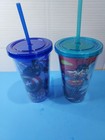 Marvel 1st Avenger & DC Comics Superman VS Lex Luther Plastic Cups W Lids/Straws