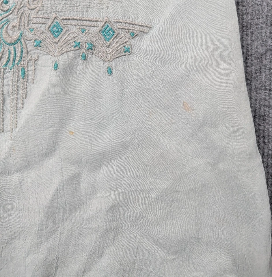 Johnny Was Blouse Womens Small Blue Peasant Embroidered Boho Top Flowy Coastal - Image 2 of 4