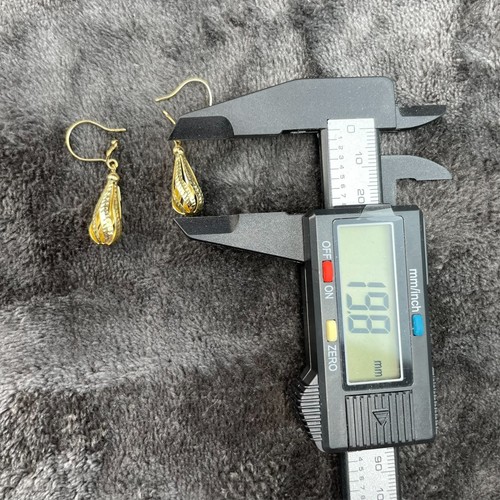 Orecchini a goccia a spirale aperta taglio diamante oro 10 kt 2.065 grammi - Foto 12 di 13