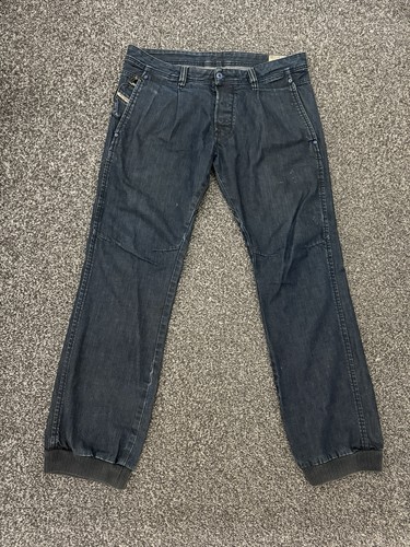Diesel Men’s Thredee Cuffed Denim Jeans Navy Blue Wash 0088Z W34 L32 Y2K