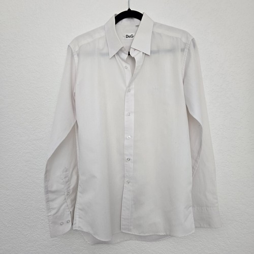 D&G Dolce Gabbana Mens Large 16.5" - 41 White Button Down Collared Dress Shirt
