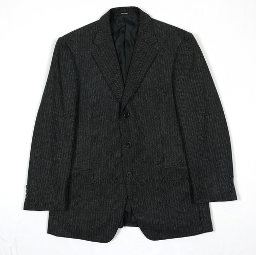 Zegna "City" Wool /Cashmere Blazer w/ Leather Trim Men's 40S Salt & Pepper Fleck - Picture 2 of 12