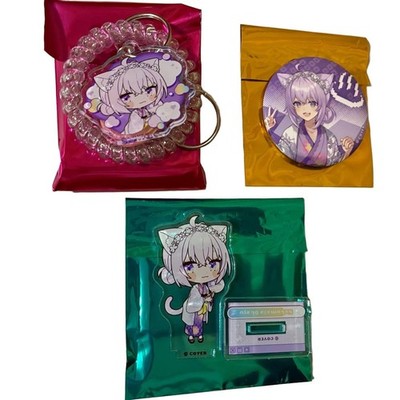 Hololive Nekomata Okayu Dose Abzeichen Mini Acryl Ständer Schlüsselanhänger Neu