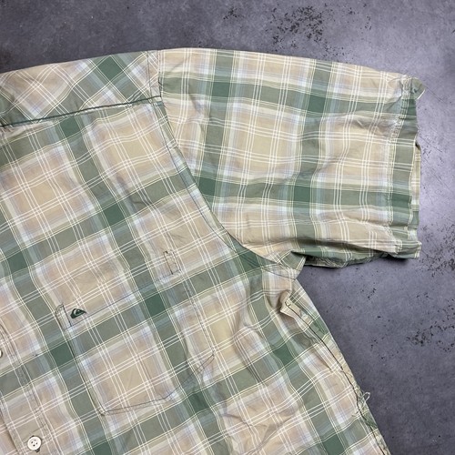 Quiksilver Waterman Shirt Mens XL Green Plaid Distressed Y2K Beach Surf Preowned - Picture 3 of 16