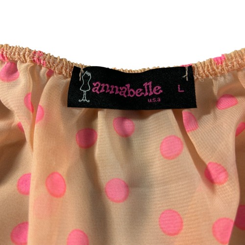 VTG Y2K Annabelle Blush Pink Polka Dot Semi Sheer Pullover Blouse Size Large - Picture 4 of 9
