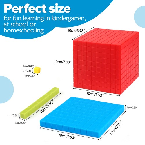 Torlam 131 PCS Base Ten Blocks - Place Value Blocks Plastic Base 10 Math Mani... - Picture 4 of 7