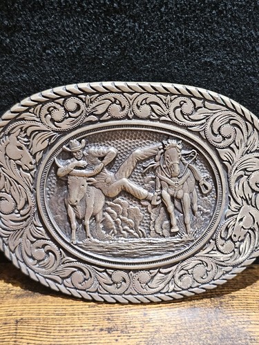 Hebilla de cinturón vaquero occidental de latón macizo medallas de diseño de premio ADM de colección - Imagen 2 de 6