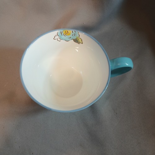 Paper Source Blue Footed Flowers and Bees Coffee Mug Tea Cup Preowned - Picture 3 of 13
