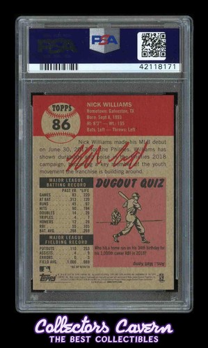 Topps Living Set #86 Nick Williams PSA 10 (GEM MINT) RC - Bild 2 von 2
