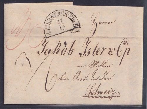 75703) RÖTHENBACH 1855 Brief mit Inhalt aus Heimenkirch nach Wohlen Schweiz - Picture 1 of 2