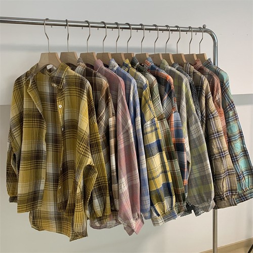 Women Plaid Long Sleeve Shirt Casual Vintage Cardigan for Spring Autumn - Bild 8 von 63