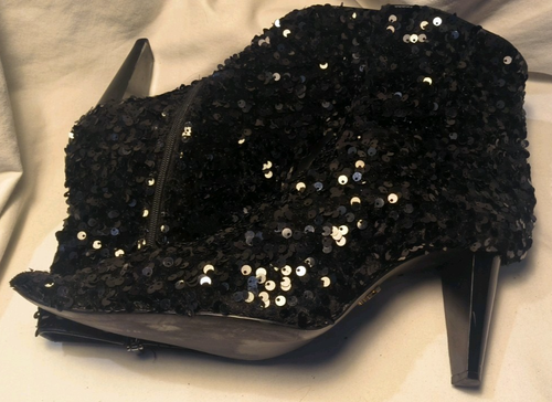 Zara Sequin Sock Pointed Closed Toe High heel Zip Ankle Boot Sz. 10 - Picture 2 of 4