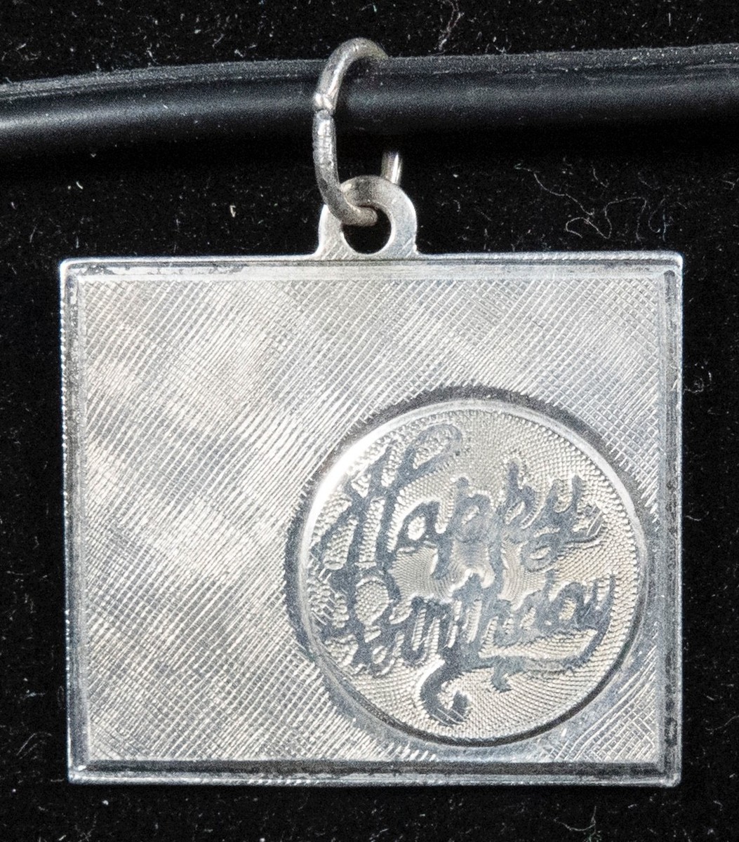 Sterling Silver Charm Happy Birthday Rectangle 7/8" x 3/4"- 2.8g