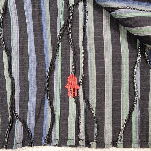 Visconti Shirt Mens XLT Black Blue Green Striped Paisley Trim Button Up Casual - Picture 7 of 12