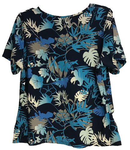 Swimsuits For All Women's 14 16 Nylon Shirt Blue Short Sleeve Tropical Beachwear - Picture 9 of 10