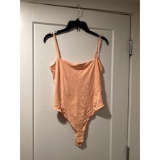 Lululemon Wundermost Square-Neck Spaghetti-Strap Bodysuit Peach Nulu