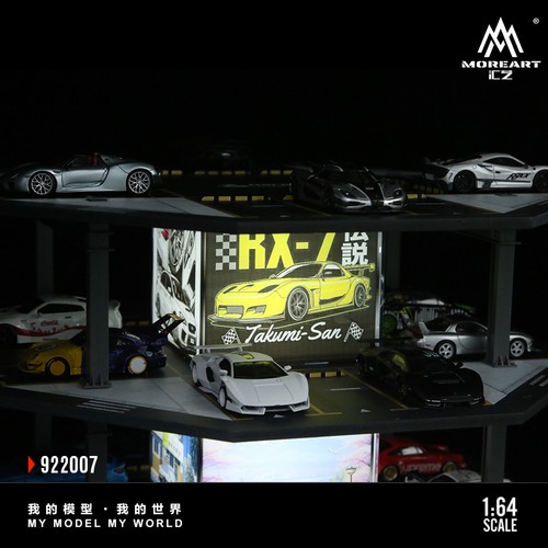 1/64 Diorama Diecast Garage Model LED Octagonal Tower Building Display Case Toy - Picture 27 of 40