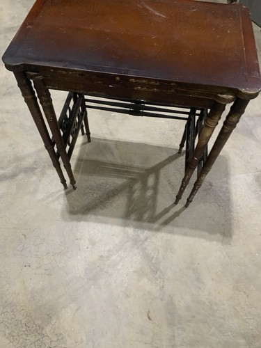 Vintage ENGLISH ? Mahogany ?  Cherry Wood ? NESTING TABLES Art Nouveau Edwardian - Picture 4 of 22
