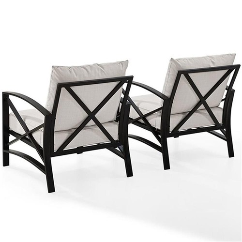 Crosley Furniture Kaplan Metal Fabric Arm Chair in Oil Bronze/Oatmeal (Set of 2) - Picture 4 of 10