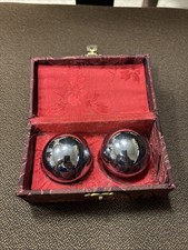 Vintage Chinese Baoding Balls 2 Inch Stainless Steel Stress Meditation Therapy