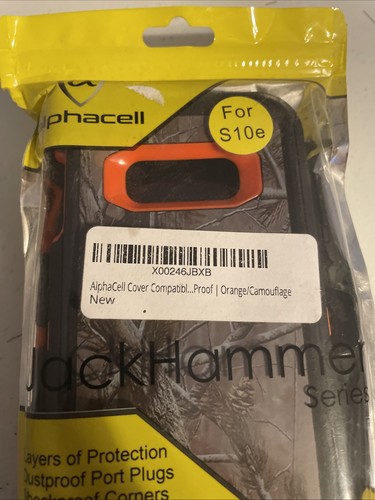 Alpha Cell Samsung S10e Jack Hammer Series Phone Case, Orange/Camoflage - Picture 2 of 13