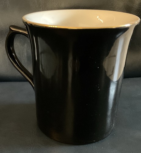 Gevalia Kaffe Coffee Mug Black and Gold With Gold Rim - Picture 2 of 5
