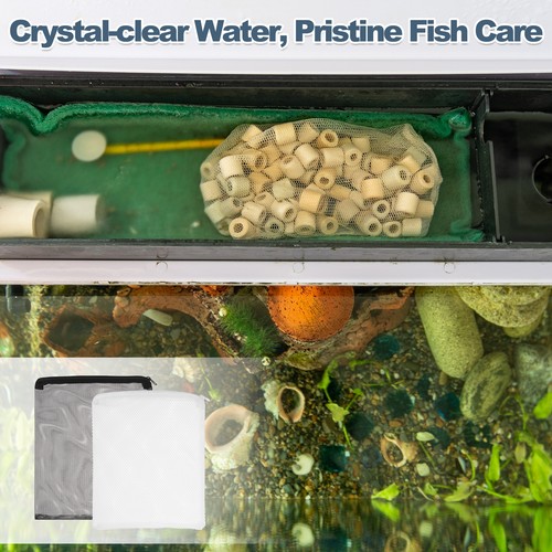 Bolsas de medios de filtro de acuario, bolsa de malla fina con cremallera 12 x 10 pulgadas (negro, 10 piezas) - Imagen 5 de 7