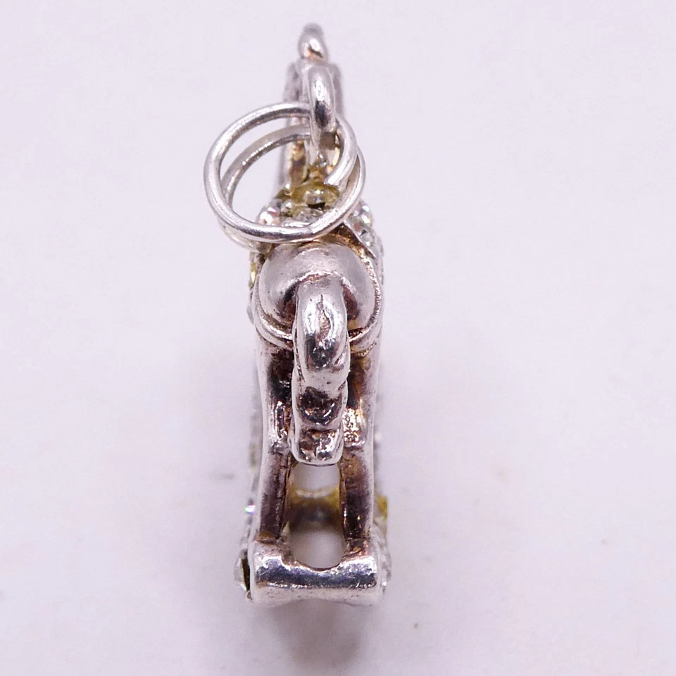 Dije pulsera caballo mecedor vintage de plata esterlina 925 con estrás Jezlaine Foto 2 de 4