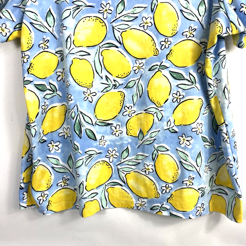 Kim Rogers Perfectly Soft Women's Blue Yellow Green Black Lemons Short Sleeve L - Picture 5 of 11