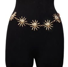 Punk Hip Hop Style Waist Chain Sun Vintage Metal Womans Belt For Dress