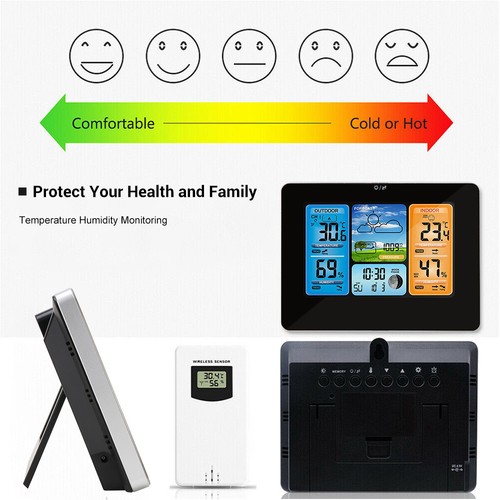 7inch Digital Wireless Weather Station Clock Thermometer Alarm Indoor & Outdoor - Picture 11 of 13