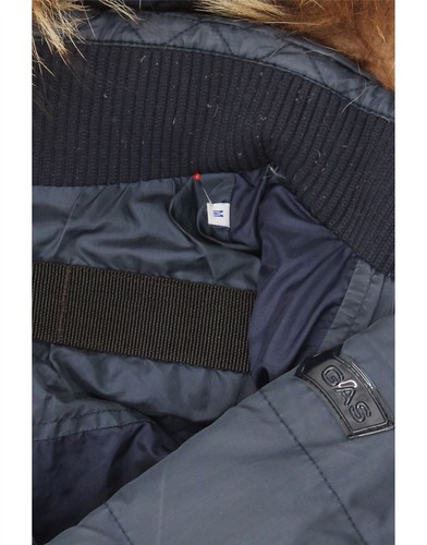 Chaqueta acolchada con capucha GAS para hombre Reino Unido 38 mediana azul marino poliamida DE66 - Imagen 3 de 3