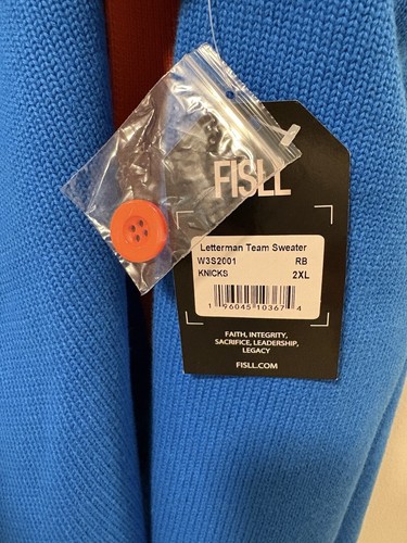New York Knicks FISLL Blue Chenille Letterman Cardigan Sweater Women's 2XL Kith - Picture 7 of 8