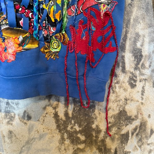 VINTAGE Handmade 3D Fish Ocean Glitter Sweatshirt Medium - Picture 13 of 16