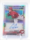 ANDREW ABBOTT 2021 BOWMAN CHROME DRAFT 1ST REFRACTOR AUTO /499 Q0588
