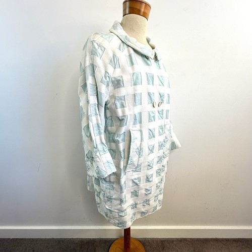 Piazza Sempione Size AU 10 IT 42 S Blue White Check Cotton Blend Mid Length Coat - Bild 3 von 15