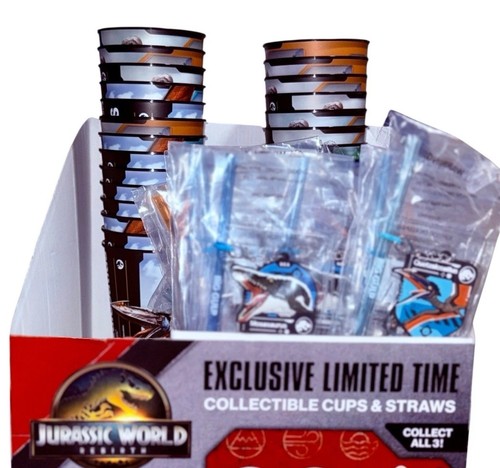 Jurassic World Rebirth Big Gulp Cup Set of 3 + Straws 7-Eleven Exclusive NEW - Picture 3 of 20