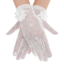 1 Pair Lace Gloves, White Lace Gloves Tea Party Summer Sun Uv Protection