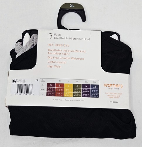 Warners Blissful Benefits atmungsaktiver Mikrofaser Slip 3 Stück Übergröße XL 2XL oder 3XL - Bild 3 von 5