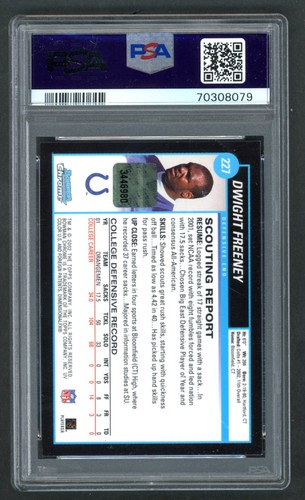 2002 Bowman Chrome Dwight Freeney RC AUTO #227 PSA 9 MINT HOF - Picture 2 of 2