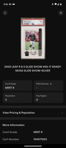 2005 Randy Moss Leaf Rookies & Stars Slideshow Silver #SS-17 🔥PSA 9 POP 3 /750 - Picture 5 of 9