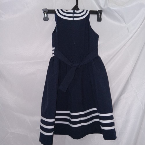 Jessica Ann Girls Navy Blue Sailor Dress Size 8 Nautical Beach Dress - Picture 4 of 9