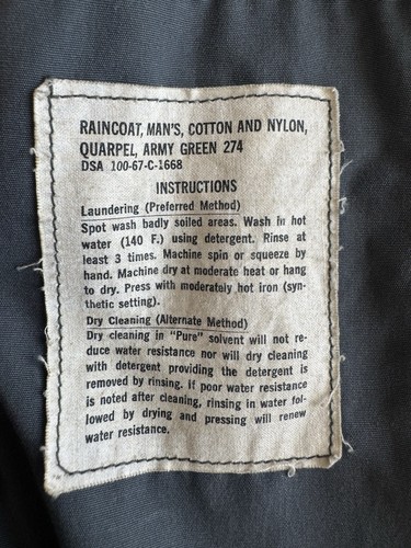 1967 Vietnam Ära US Army Trenchcoat Regenmantel Gr. 40 L Quarpel OG-274 mit Gürtel - Bild 5 von 10