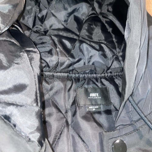 MENS OBEY PROPOGANDA HEAVY DUTY SNAP & PUFFER JACKET COAT Size M Quilted Lined - Picture 5 of 13