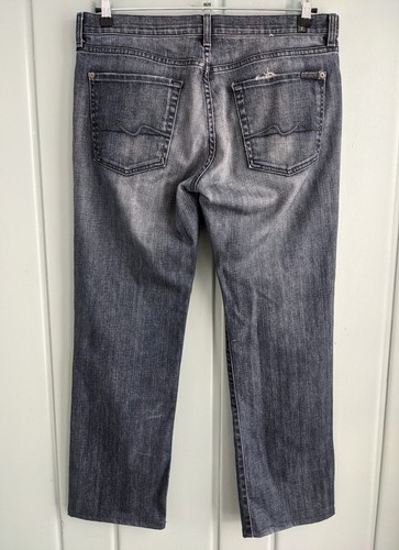 7 For All Mankind Mens 36x31 Jeans Button Fly Standard Distressed Blue Stretch - Picture 4 of 10