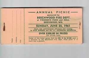 details about 1961 beechwood firemans picnic un used raffle ticket booklet raffle ticket booklets