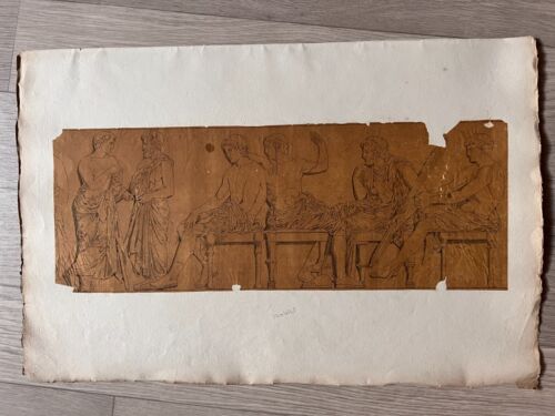 Dibujo antiguo pueblo original, mitología, Grecia siglo XIX - Imagen 2 de 8