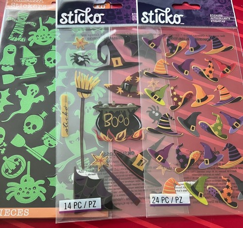 3 New Packages Halloween Glow in the Dark & Witch Stickers - Sticko - #S120 - Imagen 2 de 2