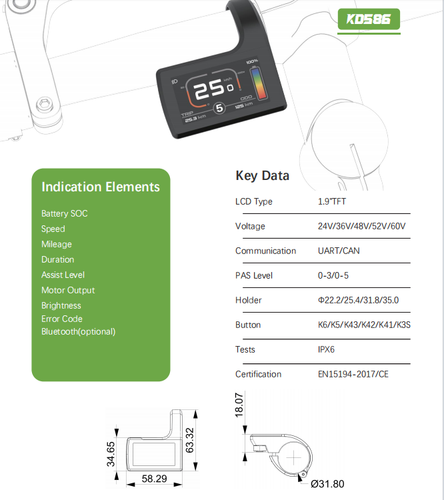 KD286 E-Bike LCD Display Electric Bicycle Conversion Kit Speed Controller 36V48V - Picture 4 of 10